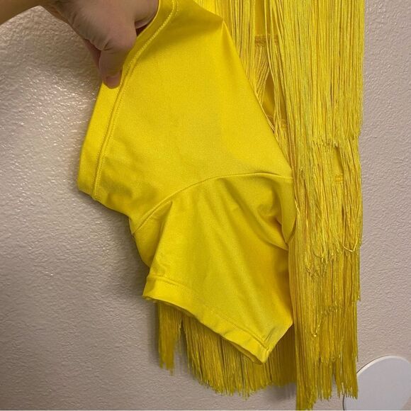 Weissman Dance costume yellow sassy fringe dress Spice Up Your Life 14130 XLC - Picture 8 of 13